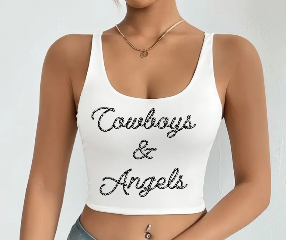 Cowboys & Angels White Tank Crop Top