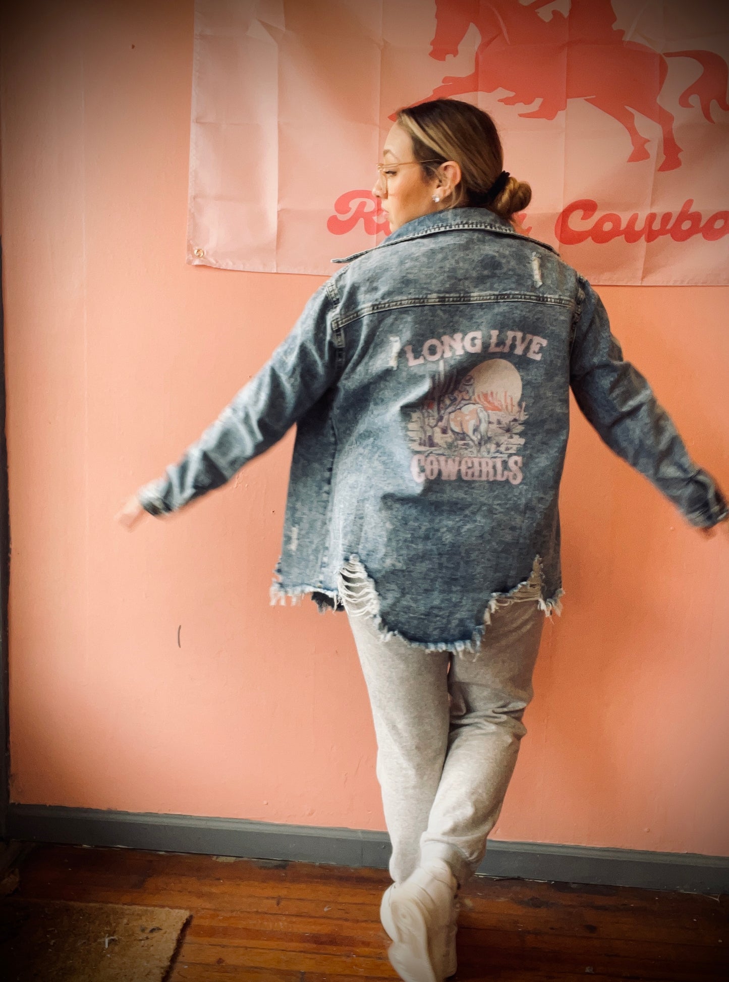 Long Live Cowgirls Frayed Hem Denim Jacket