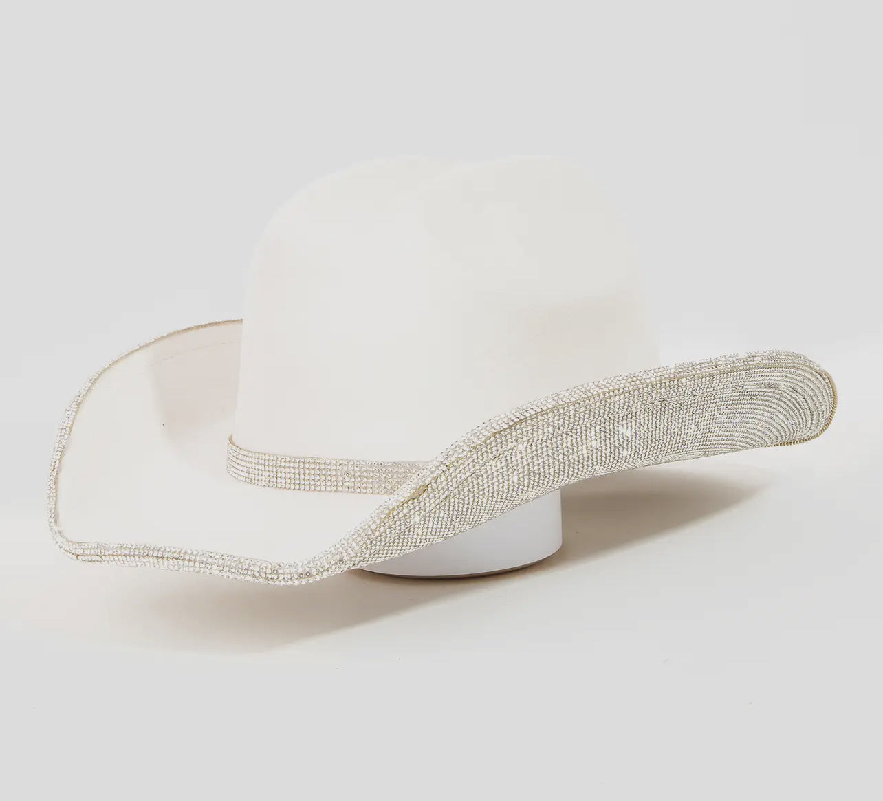 White Pave Rhinestone Trim Cowboy Hat