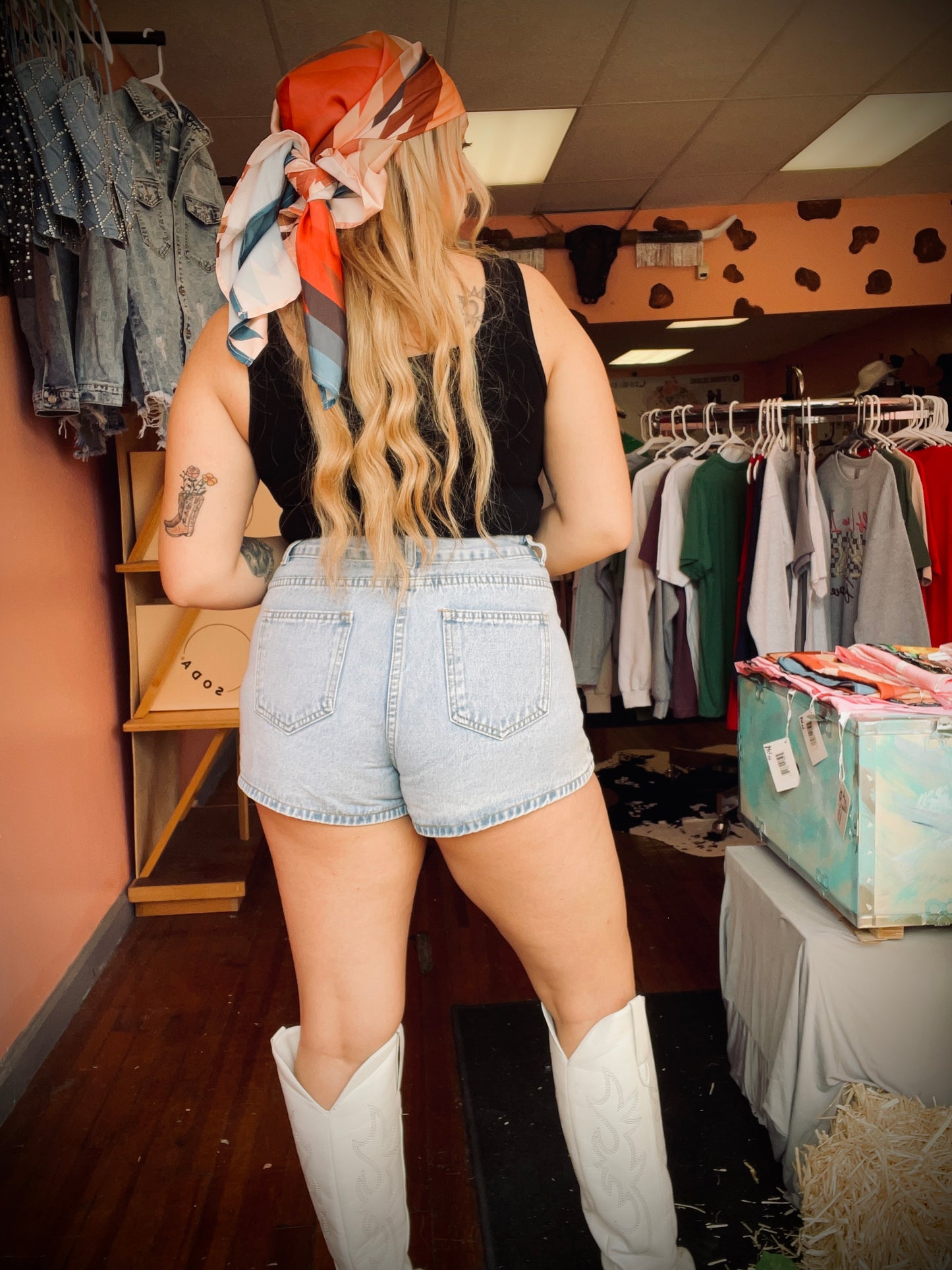 High Waisted Denim Skort