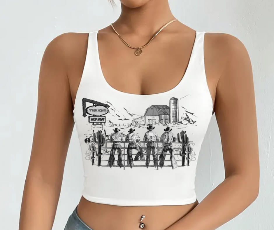 Cowboys White Tank Crop Top