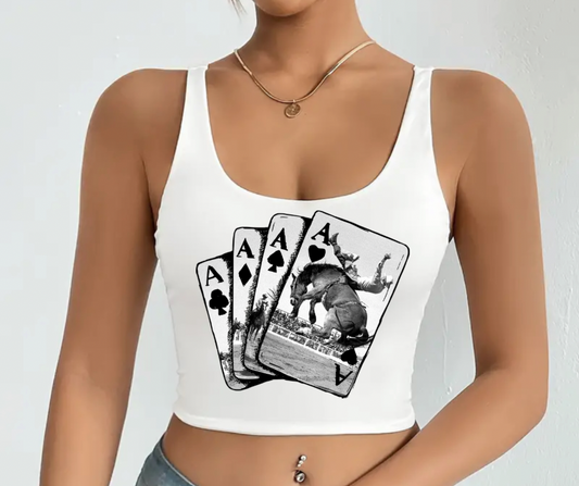 Aces White Tank Crop Top