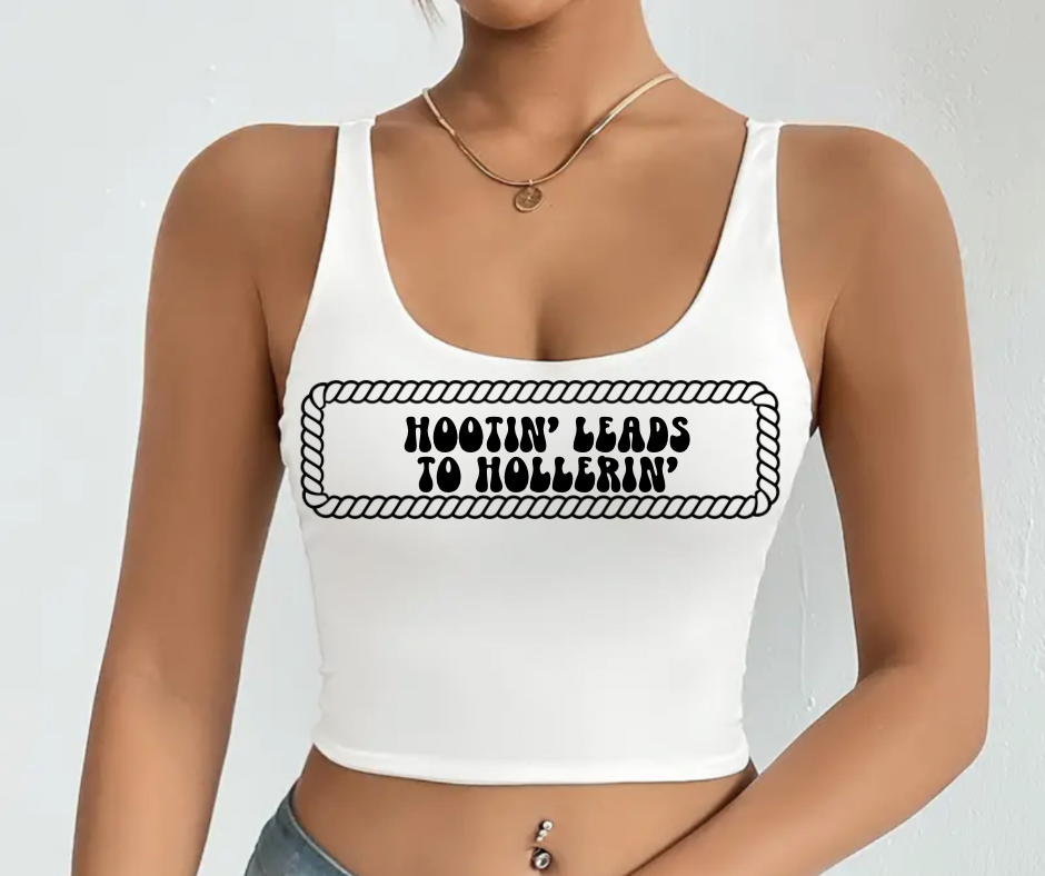 Hootin’ Hollerin’ White Tank Crop Top