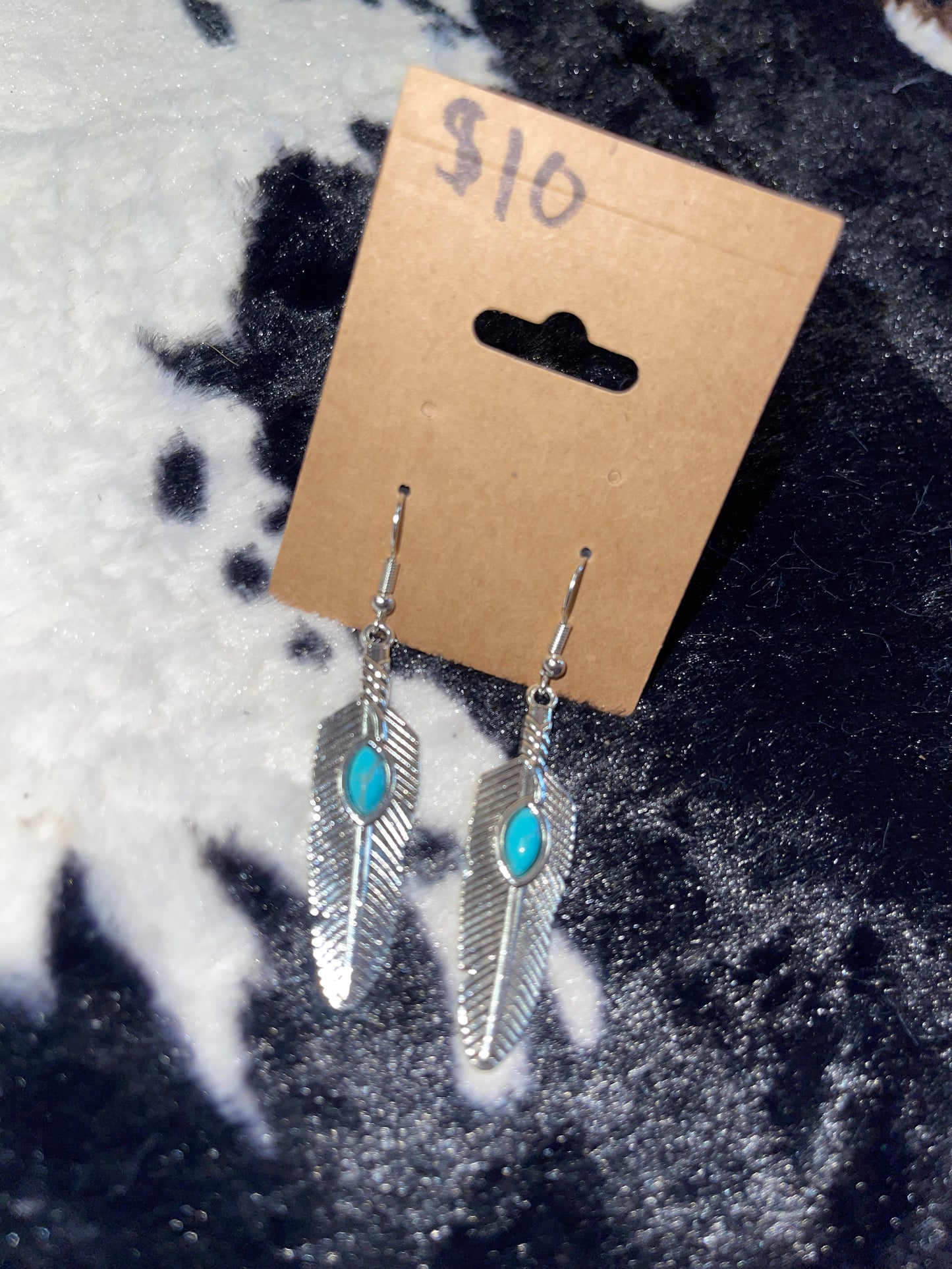 Turquoise Feather Earrings