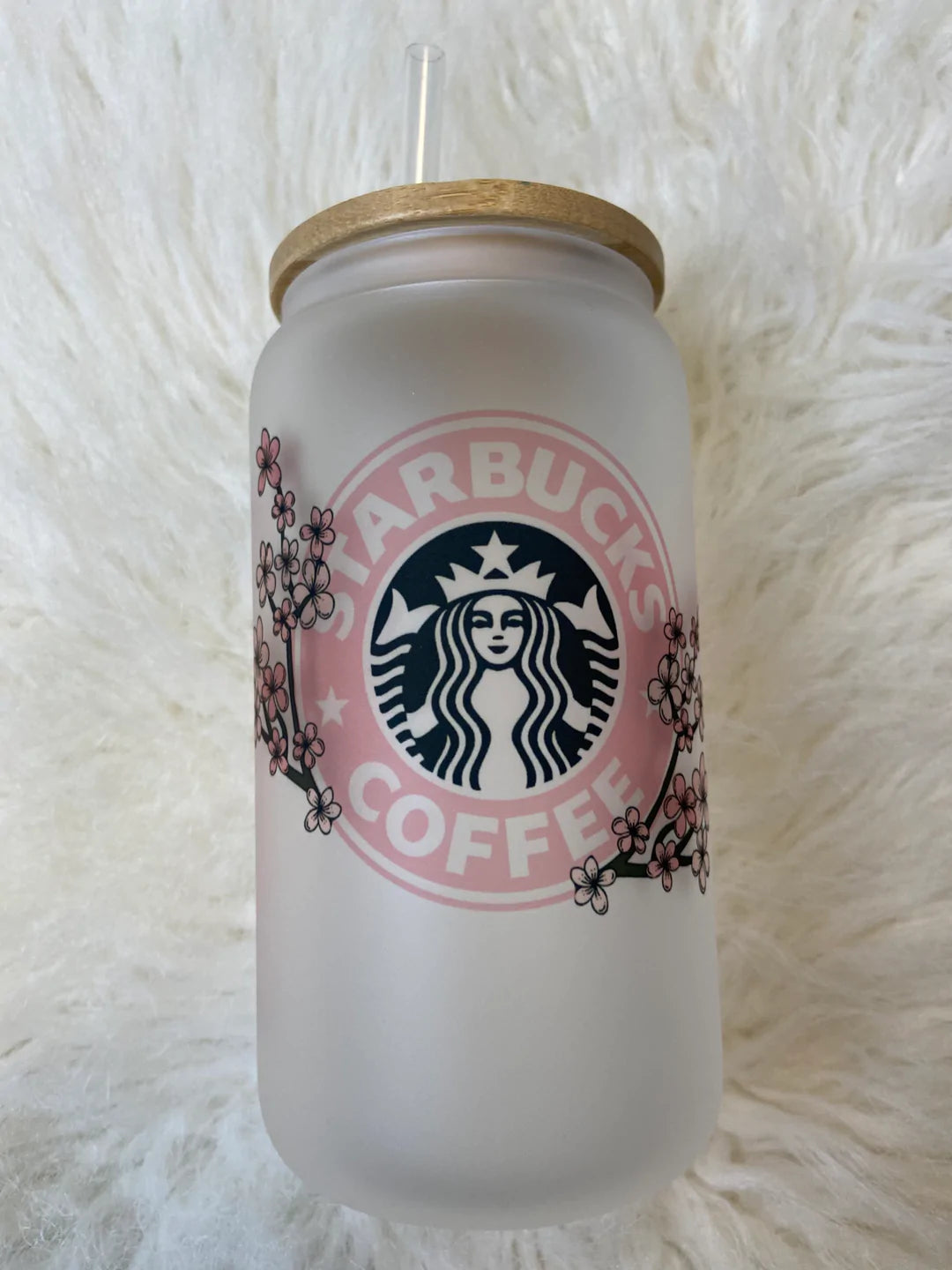 Starbucks Cherry Blossom Frosted Glass Tumbler