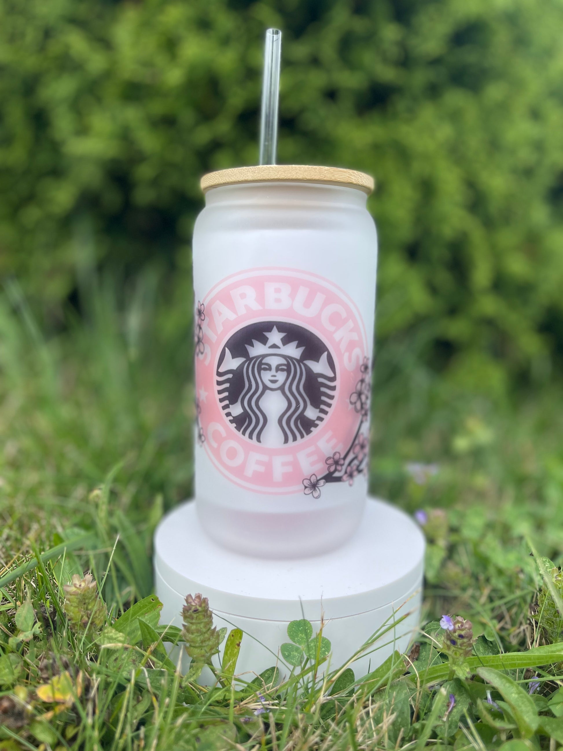 Starbucks Cherry Blossom Frosted Glass Tumbler – O'Desious Custom